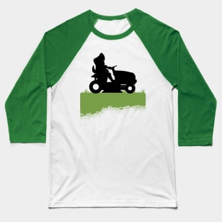 Bigfoot Riding Lawnmower Sasquatch Mowing The Lawn Grass Baseball T-Shirt